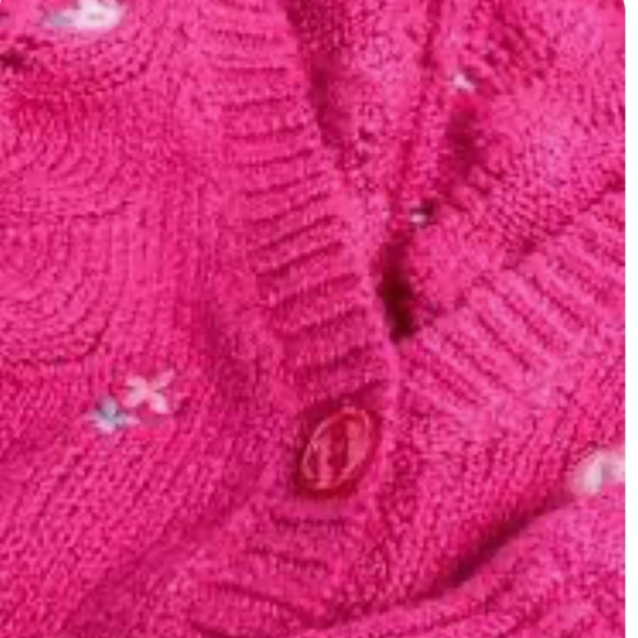 girls pink abercrombie & fitch knit cardigan sweater with embroided flowers - Picture 3 of 7